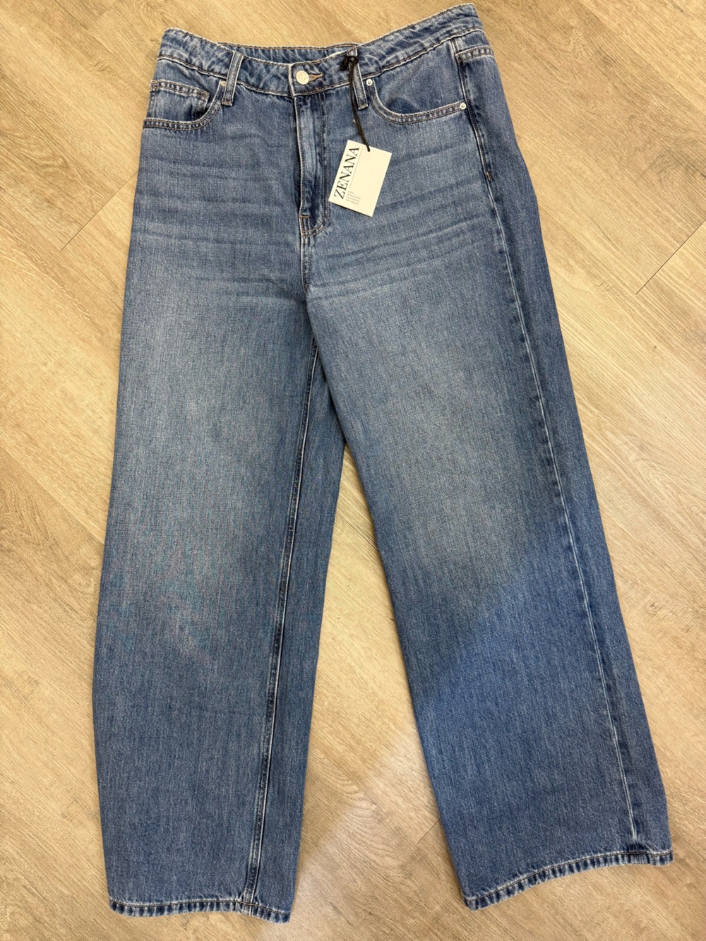Zenana High Rise Wide Leg Jeans Medium Wash Size 30 NWT 100% Cotton